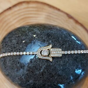 Mandala Hamsa gold plated bracelet